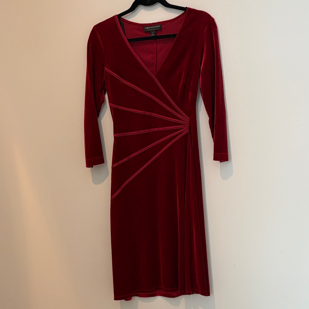 Connected Apparel Deep Red Long Sleeve Dress